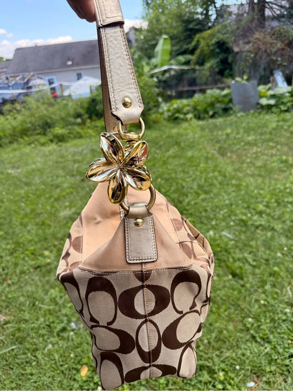 Coach Tan and Brown Signature Canvas Hobo